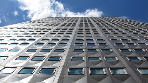 The exterior of PMC Property Group's ALCOA Building apartments in Pittsburgh, PA